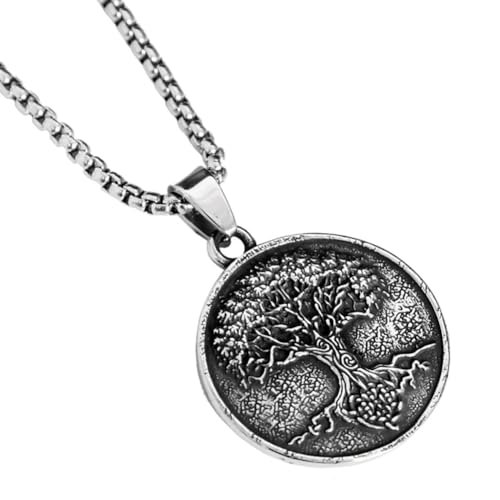 TQWSVUM Wikinger Keltischer Knoten Yggdrasil Anhänger Halskette - Nordic Vintage Baum des Lebens Edelstahl Halskette Für Männer Frauen - Handgemachte Polierte Mode Pagan Amulett Schmuck Geschenk von TQWSVUM