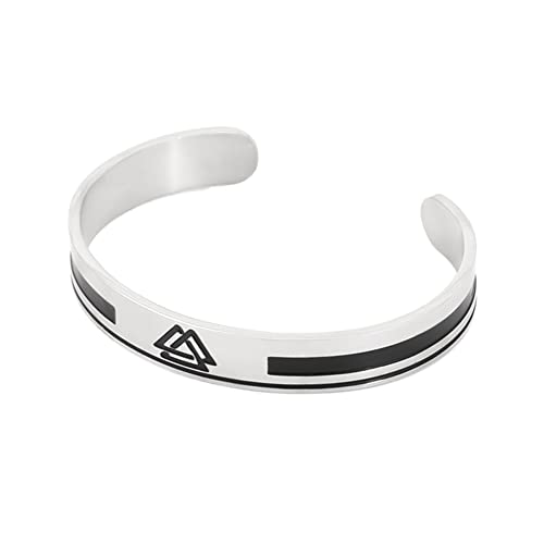 TQWSVUM Wikinger Manschette Armband Für Männer Und Frauen - Nordischer Edelstahl Dreieck Valknut Symbol Armreif - Handgefertigter Polierter Vintage Rock Punk Biker Modeschmuck von TQWSVUM