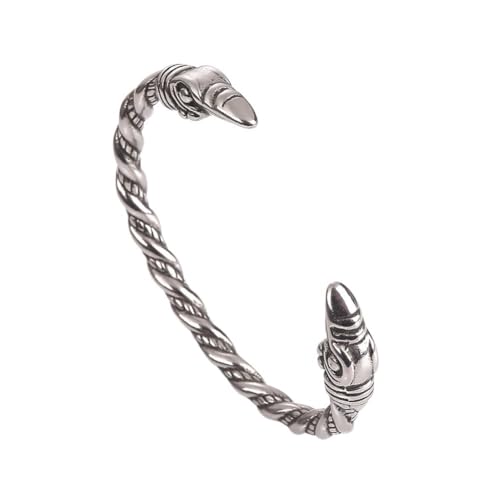 TQWSVUM Wikinger Odin Rabe Armband Für Männer - Nordische Mythologie Edelstahl Rabe Armband - Handgemachte Polierte Krähe Kopf Twist Manschette Armreif Tier Amulett Schmuck von TQWSVUM