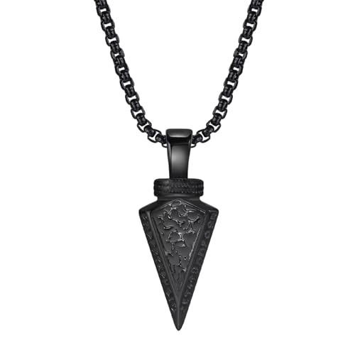 TQWSVUM Wikinger Pfeil Anhänger Für Herren – Nordisches Edelstahl Vintage Speerspitzen Amulett – Rapper Gothic Punk Rock Hip Hop Persönlichkeits Schutzschmuck von TQWSVUM