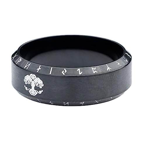 TQWSVUM Wikinger Runen Baum Des Lebens Ring - Männer Frauen Edelstahl Yggdrasil Siegelring - Nordisch Vintage Mode Rune Wörter Amulett Keltischer Knoten Futhark Runen Ring Schmuck von TQWSVUM