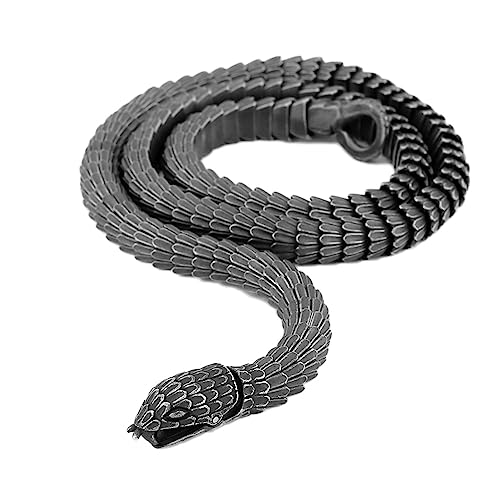 DFWY Wikinger Schlangenkopf Halskette -Herren Edelstahl Schwarz Plattiert Nordische Ouroboros Halskette – Vintage Schweres Amulett Gothic Handgemachter Drachenschuppen Tierschmuck von TQWSVUM