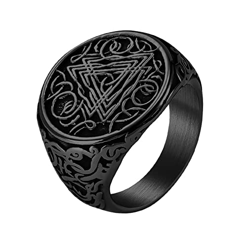 TQWSVUM Wikinger Valknut Symbol Ring –Männer Edelstahl Nordisches Odin Symbol Dreieck Knoten Ring -Vintage Keltischer Knoten Amulett Piratenring Pagan Hip Hop Schmuck Größe 7-12 von TQWSVUM