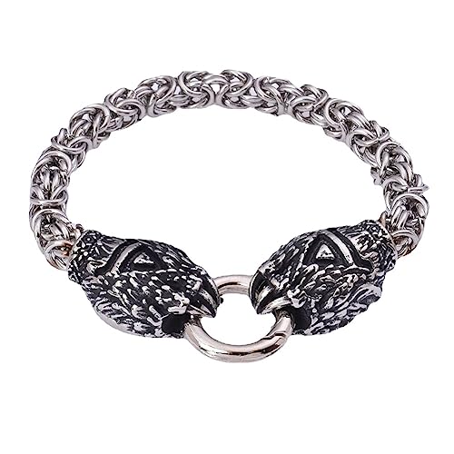 Wikinger Bär Klauen Armband Für Herren - Nordische Mythologie Edelstahl Odins Wolf Paw Cuff Armreifen - Handgefertigte Schwere Runde Königskette Armband Schmuck Geburtstagsgeschenke ( Color : Silver , von TQWSVUM