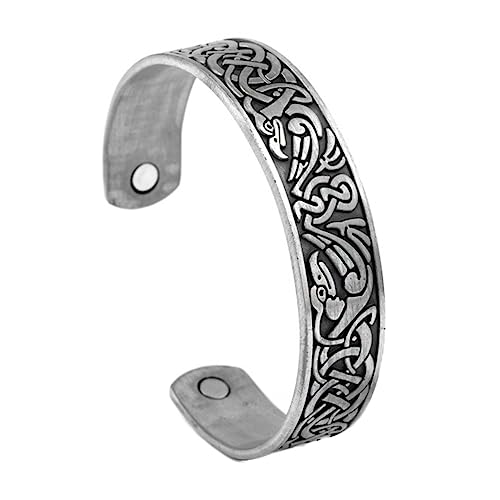 TQWSVUM Wikinger Raben Offener Armreif - Nordisch Herren Keltisches Knoten Krähen-Manschette Armband - Nordische Mythologie Odin Huginn Und Muninn Tieramulett Armband Irischer Schmuck(Silver) von TQWSVUM