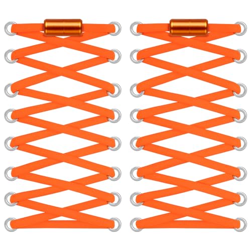 TQmate 2 Paar Elastische Schnürsenkel Ohne Binden, Elastische Schnürsenkel mit Schnellverschluss, Gummi Schuhbänder Geeignet für Trainer, Erwachsene und Kinder, Orange (AF-1108) von TQmate