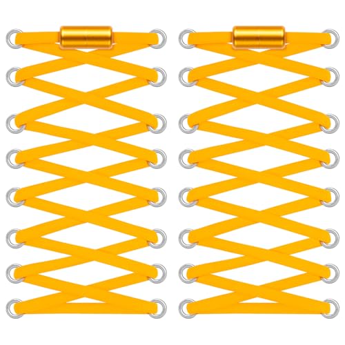 TQmate 2 Paar Elastische Schnürsenkel Ohne Binden, Elastische Schnürsenkel mit Schnellverschluss, Gummi Schuhbänder Geeignet für Trainer, Erwachsene und Kinder, gelb (AF-1116) von TQmate