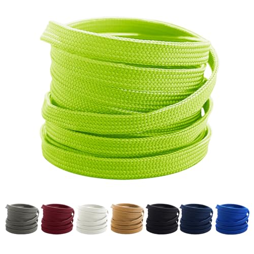 TQmate 2 Paar Flache Breite Schnürsenkel 10mm - Dicke Schuhbänder für Sportschuhe,Campus Freizeitschuhe - Flache Laces für Damen, Ersatz Schnürsenkel Herren Kinder,140CM grün von TQmate
