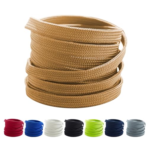 TQmate 2 Paar Flache Breite Schnürsenkel 10mm - Dicke Schuhbänder für Sportschuhe,Campus Freizeitschuhe - Flache Laces für Damen, Ersatz Schnürsenkel Herren Kinder,80CM Braun von TQmate