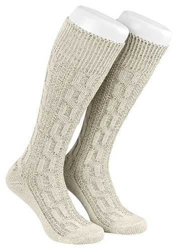 TR Martha Lange Herren Trachtensocken, Kniebund Socken, Strümpfe für Ihre Lederhose, 1 Paar, Zopf Socken meliert, Gr. 40-47 (41) von TR Martha