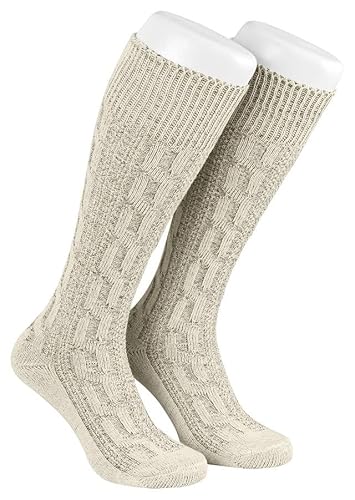 TR Martha Lange Herren Trachtensocken, Kniebund Socken, Strümpfe für Ihre Lederhose, 1 Paar, Zopf Socken meliert, Gr. 40-47 (46) von TR Martha