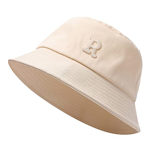 TRABIG Fischerhut Herren Reine Baumwolle, Bucket Hat Unisex Faltbar mit 3D-Buchstabenmuster, Anglerhut Schlapphut Sonnenhut für Outdoor Strand Camping von TRABIG