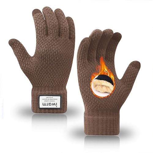 TRABIG Handschuhe Herren und Damen Winter Warm, Thermo Fleece Handschuhe Touchscreen, Strickhandschuhe für Männer Frauen Smartphone Extra Warme Gefüttert für Camping Wandern Laufen Fahren von TRABIG