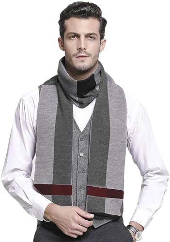 TRABIG Winterschal Weiches Warmes Kaschmir, Winter Schal Herren Langer Herrenschal Karierter, Strick Männerschal Classic und Elegant Plaid Männer von TRABIG