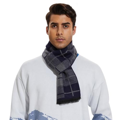 TRABIG Winterschal Weiches Warmes Kaschmir, Winter Schal Herren Langer Herrenschal Karierter, Strick Männerschal Classic und Elegant Plaid Männer von TRABIG