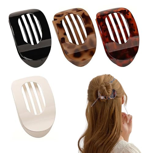 Flache Klauenklammern, 4 Stück, TRACOMPAN Professionelle ergonomische Haarspangen für Frauen mit starkem Halt | rutschfestes Design flache Haarklammer | Unisex Klauenclips für dünnes/dickes/lockiges von TRACOMPAN