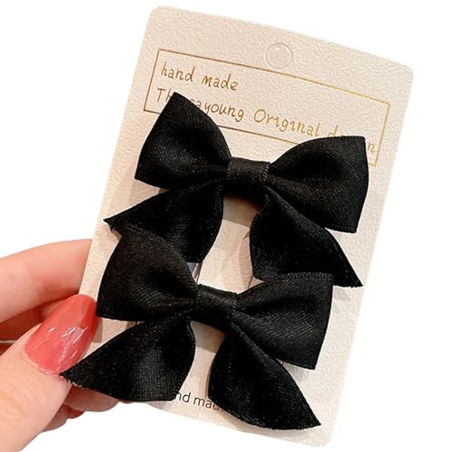 Haarschleifen-Clips, Satin-Haarschleifen mit Krokodilklemmen, rutschfeste schwarze Haarspangen für Frauen und Mädchen, niedliches weiches Band, Pferdeschwanz, Haar-Accessoires, 2 Stück Haarschleifen-Clips, Satin-Haarschleifen mit Krokodilklemmen, rutschfeste schwarze Haarspangen für Frauen und Mädchen, niedliches weiches Band, Pferdeschwanz, Haar-Accessoires, 2 Stück von TRACOMPAN
