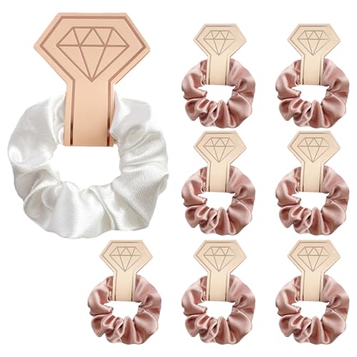 Satin-Haargummis-Set, Rotgold und Weiß, Seiden-Haargummis für Brautjungfern, Haar-Accessoires, Hochzeits-Junggesellinnenabschied, Brautparty-Geschenke für Frauen, 8 Stück Satin-Haargummis-Set, Rotgold und Weiß, Seiden-Haargummis für Brautjungfern, Haar-Accessoires, Hochzeits-Junggesellinnenabschied, Brautparty-Geschenke für Frauen, 8 Stück von TRACOMPAN