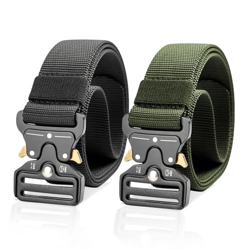 TRACOMPAN Taktischer Herren-Gürtel, 2 Stück, strapazierfähig, Nylon, Militär-Arbeitsgürtel mit Schnellverschluss-Schnalle, verstellbarer Allzweckgürtel für Arbeit, Outdoor-Sport, Überleben und den TRACOMPAN Taktischer Herren-Gürtel, 2 Stück, strapazierfähig, Nylon, Militär-Arbeitsgürtel mit Schnellverschluss-Schnalle, verstellbarer Allzweckgürtel für Arbeit, Outdoor-Sport, Überleben und den von TRACOMPAN