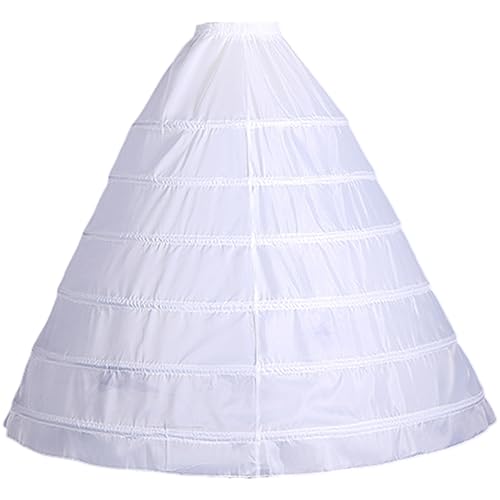 TRACYCY Damen Reifrock 3 Ring und 6 Ring Verstellbar Petticoat Unterrock Weiß Lang Tüll Fluffy Crinoline Underskirt für Vintage Brautkleid Hochzeitskleid Ballkleid Kostüm von TRACYCY