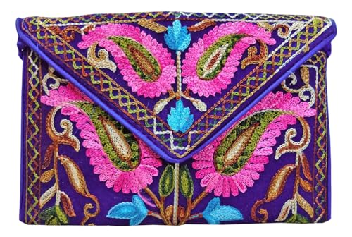 TRAFAART Damen Jaipuri Schultertasche Abend Clutch Shoulder Geldbeutel Bestickt Umhängetasche Handtaschen-Blau von TRAFAART