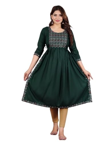 TRAFAART Damen Umstandskleid Kurti mit Verstecktem Reißverschluss Stillen Babyparty Sommerkleider-Grün-3XL von TRAFAART