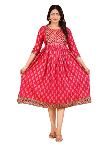 TRAFAART Stillkleid Anarkali Kurti für Frauen Umstandsmode Stillkleider Babyparty-Rosa-XL von TRAFAART