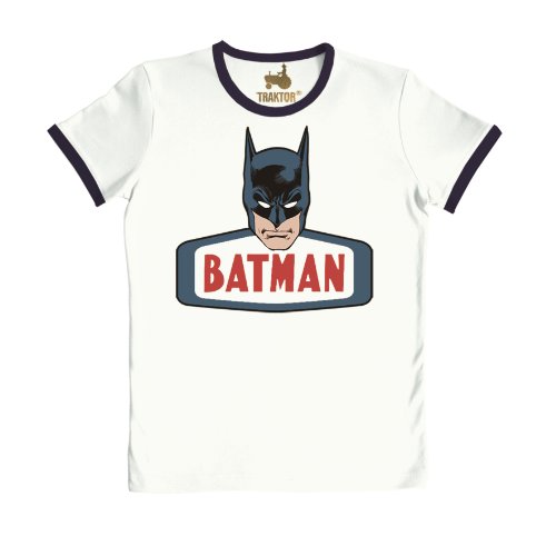TRAKTOR® Batman I Gesicht | T-Shirt Print | Damen & Herren | kurzärmlig | Weiss | Lizenziertes Originaldesign | Größe XL von TRAKTOR
