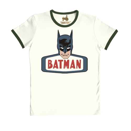 TRAKTOR® Batman I Gesicht | T-Shirt Print | Damen & Herren | kurzärmlig | Weiss-grün | Lizenziertes Originaldesign | Größe XL von Logoshirt
