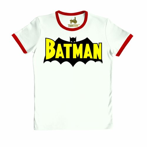 TRAKTOR® Batman I Wings | T-Shirt Print | Damen & Herren | kurzärmlig | Weiss | Lizenziertes Originaldesign | Größe XS von TRAKTOR