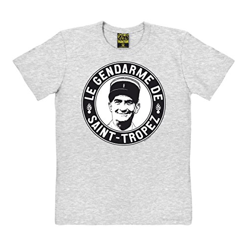 TRAKTOR® Louis de Funes I Le Gendarme De Saint-Tropez | T-Shirt Print | Damen & Herren | kurzärmlig | grau-meliert | Lizenziertes Originaldesign | Größe S von TRAKTOR