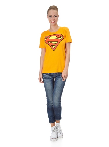 Logoshirt® Superman I Logo I T-Shirt Print I Damen & Herren I kurzärmlig I orange I Lizenziertes Originaldesign I Größe L von Logoshirt