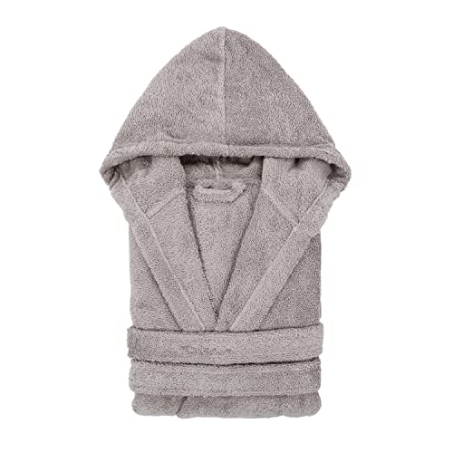 TRAMAS+ Bademantel 100% Baumwolle, Kapuzenbademantel für Damen und Herren, OEKO-TEX® Zertifiziert, Hohe Absorption, Schnelltrocknend und Weich - XL, Perlgrau von TRAMAS+