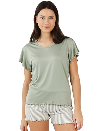 TRAMAS+ Damen-Schlafanzug mit T-Shirt oder Tanktop und Shorts, Frühjahrs- und Sommerpyjamas- M, Leia von TRAMAS+