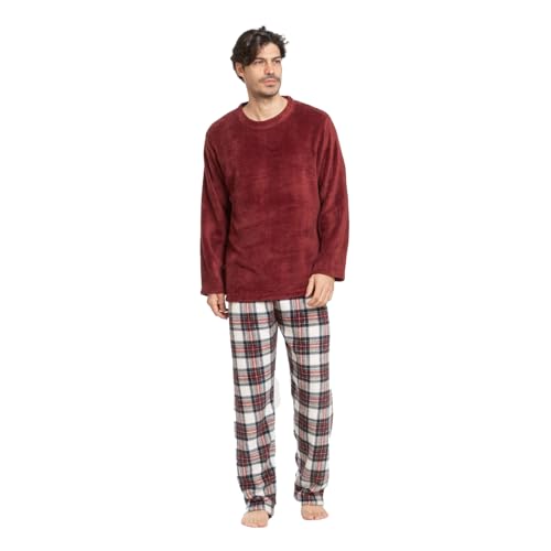 TRAMAS+ Herren Pyjama Winter Coralina Langarm Polar Lange Hose - L, Celestia Burdeos von TRAMAS+