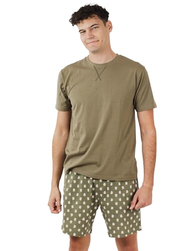 TRAMAS+ Herren Sommer Pyjama aus 100% Baumwolle – Kurzer Schlafanzug mit T-Shirt und Shorts – Leichter und Bequemer Zweiteiler für warme Nächte, L - Tusi von TRAMAS+