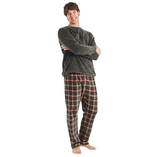 TRAMAS+ Herren Winter Pyjamas, Coraline Pyjamas mit Langen Ärmeln und Langer Hose, Bequemes und warmes Pyjama Set - Herren Winter Pyjamas- XL, Cuadro Nelby von TRAMAS+