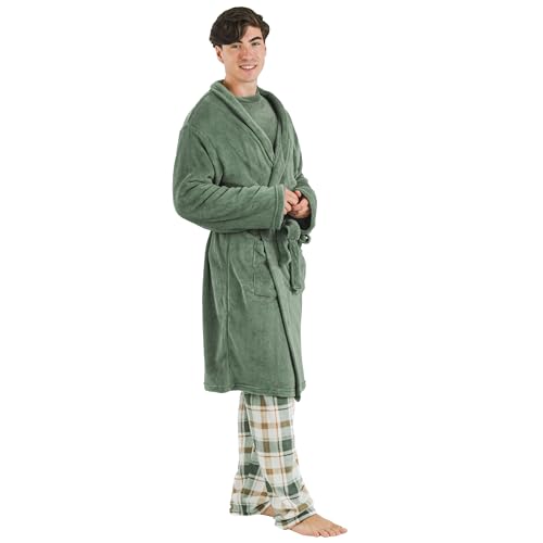 TRAMAS+ Herren-Wintermantel, Herren-Wintermantel in Koralle, Bademantel mit verstellbarem Gürtel, Schlafanzug, Lounge-Bademantel- S, Verde von TRAMAS+