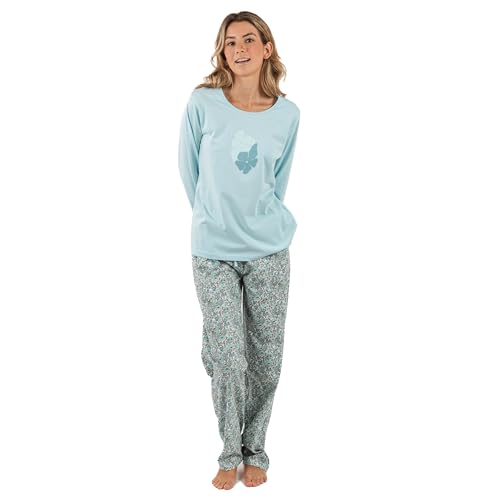 TRAMAS+ Schlafanzug Damen Lang 100% Baumwolle Pyjama Set Zweiteiliger Nachtwäsche Winter Langarm - Taylor, S von TRAMAS+