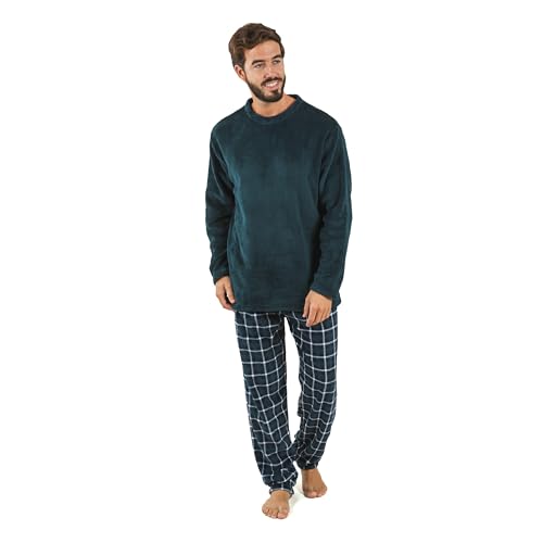 TRAMAS+ Schlafanzug für Herren | Weich, bequem und perfekt für zu Hause | Warmer Fleece Korallen-Pyjama für den Winter | Pyjama Set Ringo Grün, S von TRAMAS+