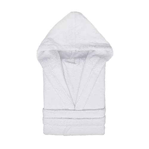TRAMAS+ Bademantel 100% Baumwolle, Kapuzenbademantel für Damen und Herren, OEKO-TEX® Zertifiziert, Hohe Absorption, Schnelltrocknend und Weich - XL, Weiß von TRAMAS+