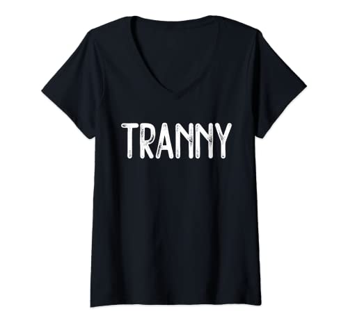 Damen Tranny T-Shirt - Transsexuelles Transgender-T-Shirt T-Shirt mit V-Ausschnitt von TRANNY SHIRT