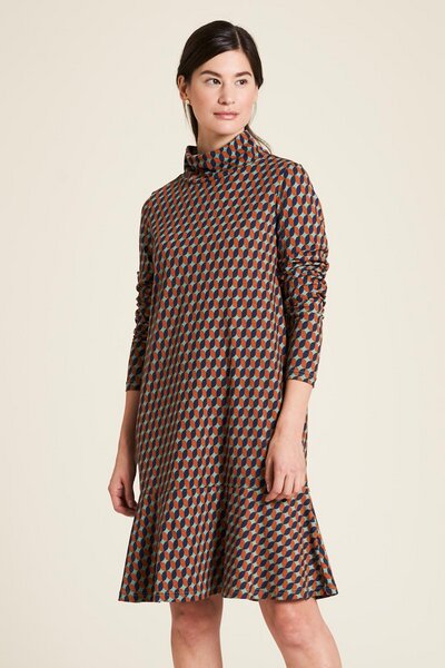 TRANQUILLO Rollkragen Jersey Kleid versch. Muster (W23E07) von TRANQUILLO