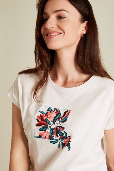 TRANQUILLO T-Shirt mit floralem Print aus GOTS Biobaumwolle (S25C101) von TRANQUILLO