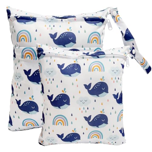 TRASUN Wetbag Kindergarten Nasstasche Windel Taschen Schwimmsachen Nassbeutel Nasse und Trocken Wickeltasche 2er Wasserdicht Waschbar Nassbeutel Organiser für Kleinkind von TRASUN