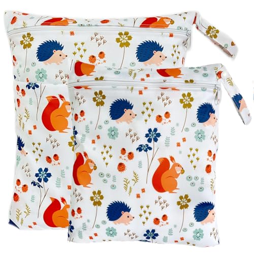 TRASUN Wetbag Kindergarten Nasstasche Windel Taschen Schwimmsachen Nassbeutel Nasse und Trocken Wickeltasche 2er Wasserdicht Waschbar Nassbeutel Organiser für Kleinkind von TRASUN