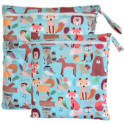 TRASUN Wetbag Kindergarten Nasstasche Windel Taschen Schwimmsachen Nassbeutel Nasse und Trocken Wickeltasche 2er Wasserdicht Waschbar Nassbeutel Organiser für Kleinkind von TRASUN