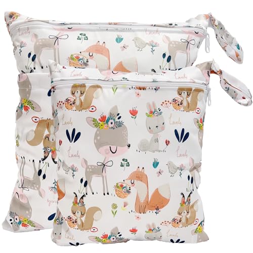 TRASUN Wetbag Kindergarten Nasstasche Windeltaschen Schwimmsachen Nassbeutel Nasse und Trocken Wickeltasche 2er Wasserdicht Waschbar Nassbeutel Organiser für Kleinkind Windeln Reisen Gym Strand Pool von TRASUN