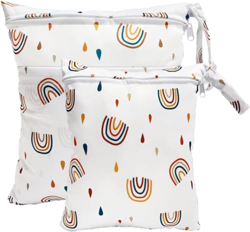 TRASUN Wetbag Kindergarten Nasstasche Windel Taschen Schwimmsachen Nassbeutel Nasse und Trocken Wickeltasche 2er Wasserdicht Waschbar Nassbeutel Organiser für Kleinkind von TRASUN