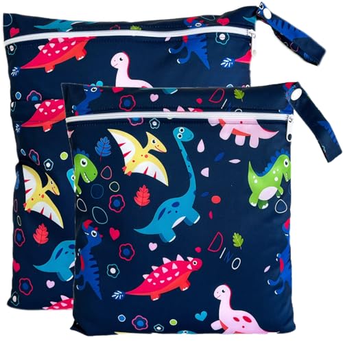TRASUN Wetbag Kindergarten Nasstasche Windel Taschen Schwimmsachen Nassbeutel Nasse und Trocken Wickeltasche 2er Wasserdicht Waschbar Nassbeutel Organiser für Kleinkind von TRASUN